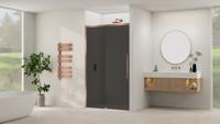 Schuifdeur Van Rijn Products ST09 Aan Vast Deel 160x200 cm 8 mm Rookglas Softclose Incl. Beslag Geborsteld Koper
