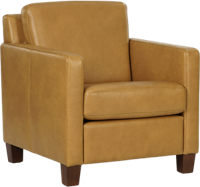 Cognac leren landelijke fauteuil Smart - poot hout bruin - Granada leer Amber (cognac leer)