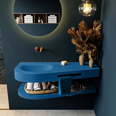 MONDIAZ RIVA 120cm Wastafel met planchet kleur Jeans. Wastafel DULCET links 0 kraangaten kleur Jeans. MONDIAZ RIVA 120cm Wastafel met planchet kleur Jeans. Wastafel DULCET links 0 kraangaten kleur Jeans.