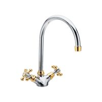 Wastafelmengkraan Sapho Antea 2-knop Gebogen Uitloop 27.5 cm Chroom / Goud - thumbnail