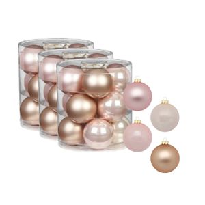 36x stuks glazen kerstballen parel roze 8 cm glans en mat