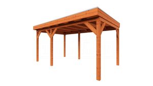Trendhout Overkapping Casa 485x330 cm- Plat dak- Onbehandeld lariks Douglas hout- Trendhout