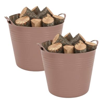 Storage solutions opbergmand - 2x - roze - 27 l - kunststof - 42 x 40 x 35 cm - met handvatten Storage solutions opbergmand - 2x - roze - 27 l - kunststof - 42 x 40 x 35 cm - met handvatten