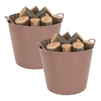 Storage solutions opbergmand - 2x - roze - 27 l - kunststof - 42 x 40 x 35 cm - met handvatten