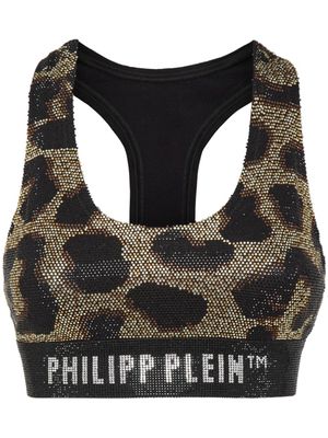 Philipp Plein haut crop à imprimé léopard - Noir
