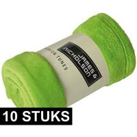 Fleece deken/plaid - 10x - limegroen - 120 x 160 cm - 200 grams - polyester - bank/bed