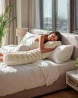 Primaviera Deluxe Bodypillow Pompom Beige 140 x 20 cm