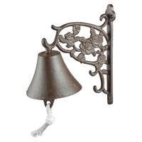 Klassieke deurbel met rozen bruin gietijzer 19 cm - Huisbenodigdheden - deurbellen