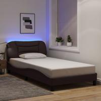 Bedframe met LED zonder matras "Hvar" 100x200 cm stof donkerbruin