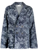 Pierre-Louis Mascia blazer en jean à fleurs - Bleu