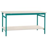 Manuflex BB5207.5021 Compleet bijzettafel basis stationair met kunststof plaat + legplank, bxdxh: 750 x 500 x 780 mm Waterblauw