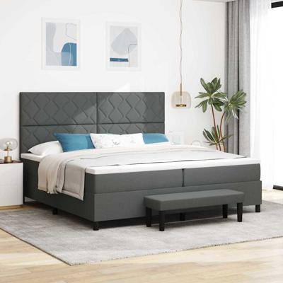 Boxspringbed met Matras & Bank Donkergrijs 200x200 cm Stof
