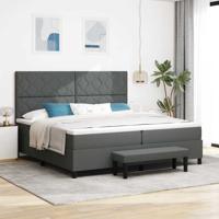 Boxspringbed met Matras & Bank Donkergrijs 200x200 cm Stof