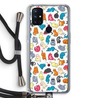 Kleurrijke katten: OnePlus Nord N10 5G Transparant Hoesje met koord
