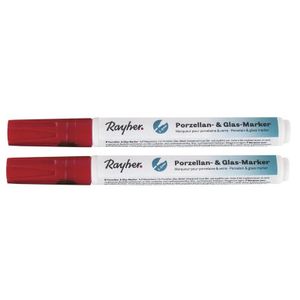 2x Rode glasstiften/porseleinstiften markers 1-2 mm punt hobbymateriaal