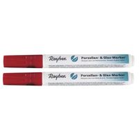 2x Rode glasstiften/porseleinstiften markers 1-2 mm punt hobbymateriaal