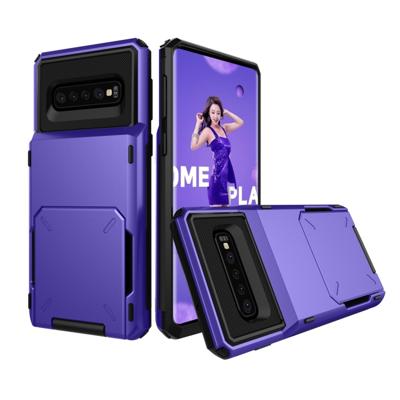 Schokbestendig TPU + PC beschermende case voor Galaxy S10 met kaartsleuf (paars)