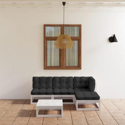 5-delige Loungeset met kussens massief grenenhout