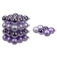 48x stuks glazen kerstballen amethyst paars 6 en 8 cm mat/glans