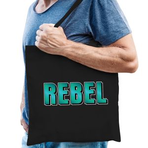 Rebel fun tekst cadeau tas zwart heren