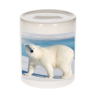 Foto witte ijsbeer spaarpot 9 cm - Cadeau ijsberen liefhebber - Spaarpotten - thumbnail