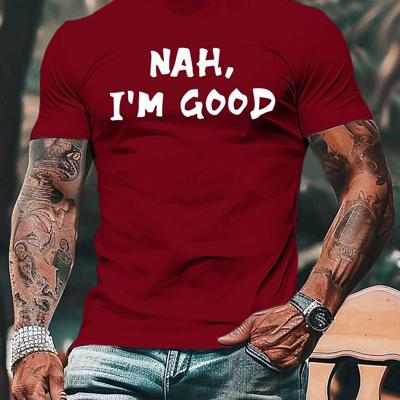 Bon&Bon Men's Graphic Slogan T-Shirt - Black Casual Round Neck Tee Burgundy / M