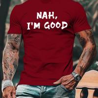 Bon&Bon Men's Graphic Slogan T-Shirt - Black Casual Round Neck Tee Burgundy / M