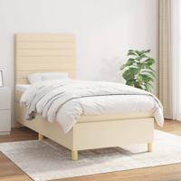 Boxspring met matras stof crèmekleurig 100x200 cm