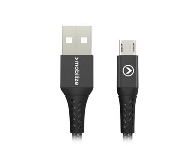 Mobilize Mobilize Strong Nylon Cable USB to Micro USB 20cm. 12W Black