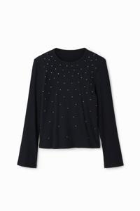 Geribd T-shirt met stras - BLACK - 13/14