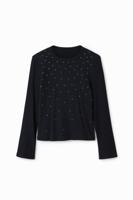 Geribd T-shirt met stras - BLACK - 13/14