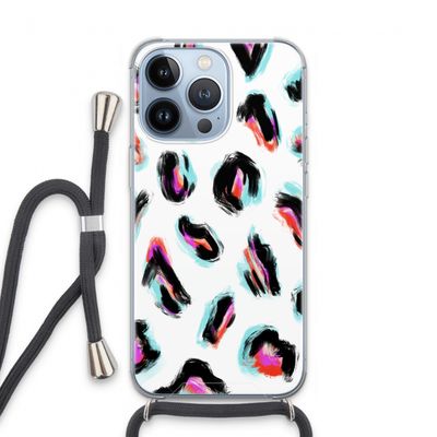 Cheetah color: iPhone 13 Pro Transparant Hoesje met koord