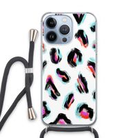 Cheetah color: iPhone 13 Pro Transparant Hoesje met koord