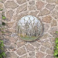 VidaXL Tuinspiegel rond 60x3 cm ijzer zandkleurig