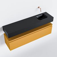 Toiletmeubel Mondiaz Andor | 120 cm | Meubelkleur Ocher | Lex vrijhangend wastafel Urban Rechts | Zonder kraangat