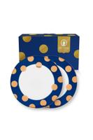 Pip Studio Set/2 Ontbijtborden Dot Delight Navy/Goud 23cm