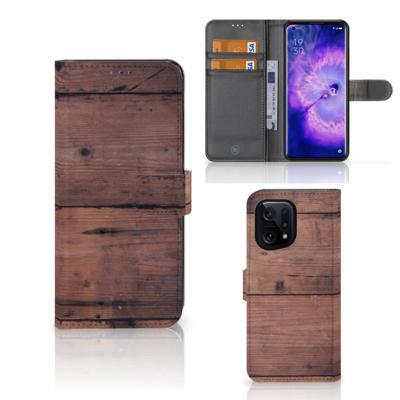 OPPO Find X5 | Book Style Case | Old Wood