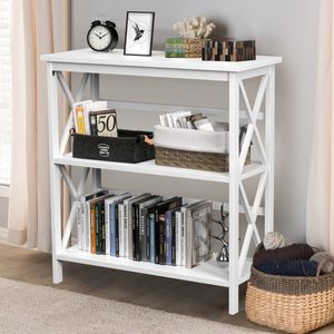 Boekenkast Opbergplank 3-Level Houten Console Tafel Anti-Kantelen voor Entree Woonkamer Slaapkamer Kantoor Wit / Koffie / Zwart