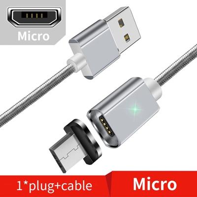 2 stks ESSAGER smartphone snel opladen en gegevensoverdracht magnetische kabel kleur: zilver micro kabel (1M)