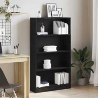 Boekenkast 4-laags 80x24x143 cm spaanplaat zwart eikenkleurig