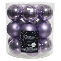 18x stuks kleine glazen kerstballen heide lila paars 4 cm mat/glans - Kerstbal - thumbnail