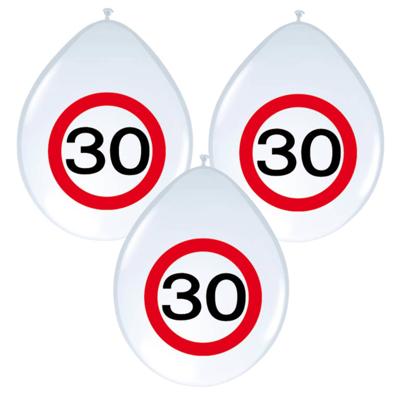 Ballonnen 30 jaar - 16x - stopbord - wit - 30 cm