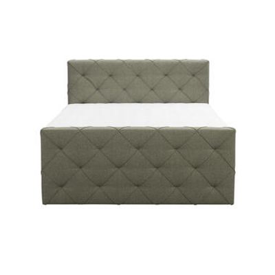 Boxspring met voetbord Liv geruit - groen - 160x200 cm - slanke poot - Leen Bakker