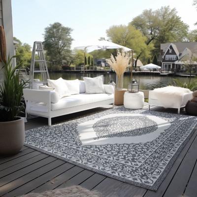 Dubbelzijdig Buitenkleed Meekly - Wit/Grijs maat: 170x120cm - materiaal: Polypropyleen - Dekbed-Discounter.nl