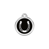 Horse Shoe Black roestvrijstalen hondenpenning small/klein dia. 2 cm - RedDingo