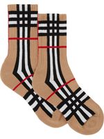 Burberry chaussettes à logo en intarsia - Marron