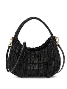 Miu Miu mini sac porté épaule Wander en osier - Noir