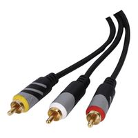 Videokabel analoog (RCA, geel, wit, rood) 75cm - thumbnail