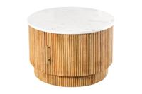 Salontafel TRES CHIC Ø 60cm rond mangohout naturel met wit marmeren blad - 45753