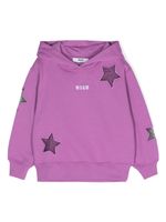 MSGM Kids hoodie à étoiles brodées - Violet - thumbnail